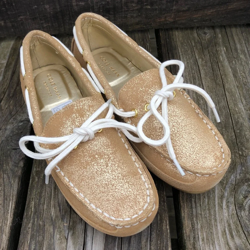 - Cole Haan Gold Leather Moccasins SZ 3! NEW!